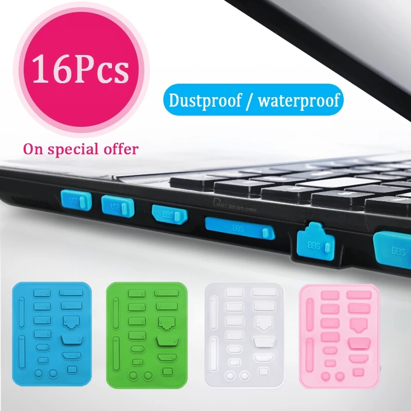 Laptop Accessories Protector - 1ชุด PLUG ANTI Debu โน้ตบุ๊คอเนกประสงค์16ชิ้นฝาปิดกันฝุ่นสำหรับแล็ปท็อปท็อปยูเอสบีคอมพิวเตอร์ฝาครอบกันน้ำ