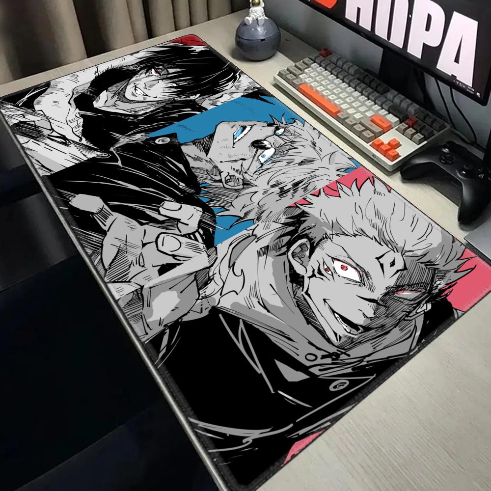 Laptop Accessories Bundle - แผ่นรองเม้าส์ลายอนิเมะ jujutsu Kaisen XXL อุปกรณ์เสริมสำหรับเล่นเกมสำนักงานคีย์บอร์ดแผ่นรองปูโต๊ะกันลื่นแล็ปท็อป Satoru