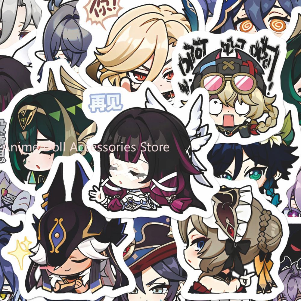 Accessories Laptop - 64PCS เก็นชิน อิมแพ็ค มูนเมเดนอะนิเมะสติกเกอร์การ์ตูนกราฟฟิตี้สติ๊กเกอร์หมวกกันน็อคสเก็ตบอร์ดแล็ปท็อปสติกเกอร์ตกแต่งรถจักรยานยนต์