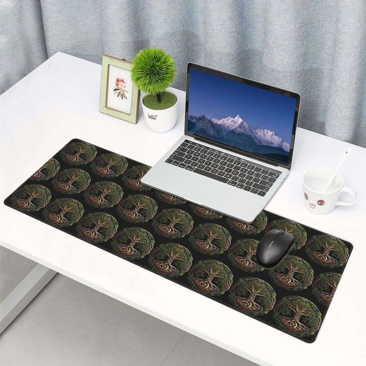 Laptop Accessories World - แผ่นรองเมาส์ขนาดใหญ่ลายต้นไม้แห่งชีวิตตามพระคัมภีร์ สำหรับเกมเมอร์ คอมพิวเตอร์พีซี แล็ปท็อป แผ่นรองคีย์บอร์ด พรมคอมพิวเตอร์